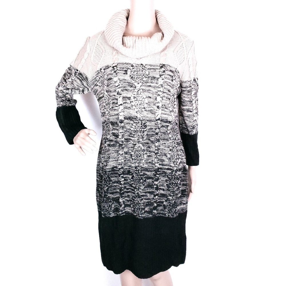 Studio One Women Knit Dress Sweater Cowl Neck Size L - NWT